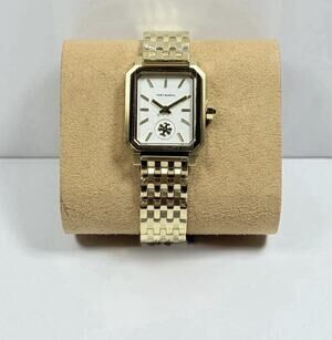 Tory Burch TBW1500 White Rectangular Dial, Gold Stainless Steel Women’s Watch